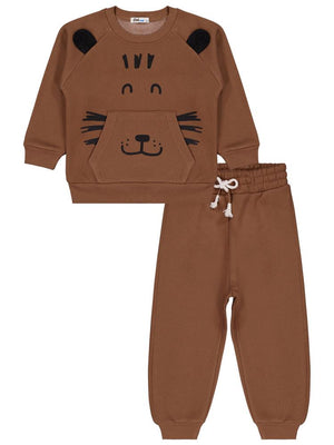 Civil Boys Kanguru Cepli 2-5 Yaş Eşofman Takımı - Kahverengi