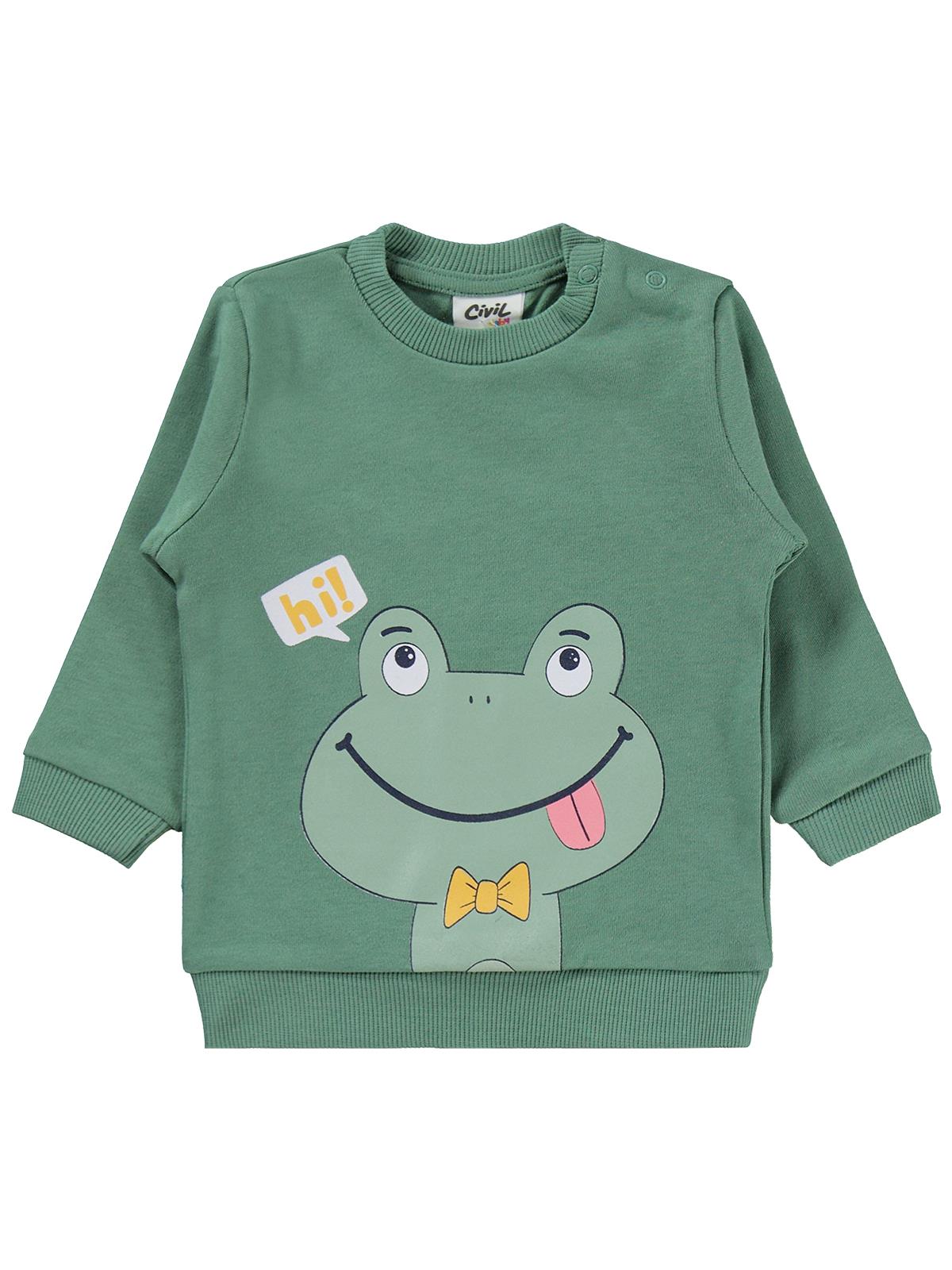 Civil Baby Erkek Bebek Kurbağa Baskılı 6-18 Ay Takım - Haki