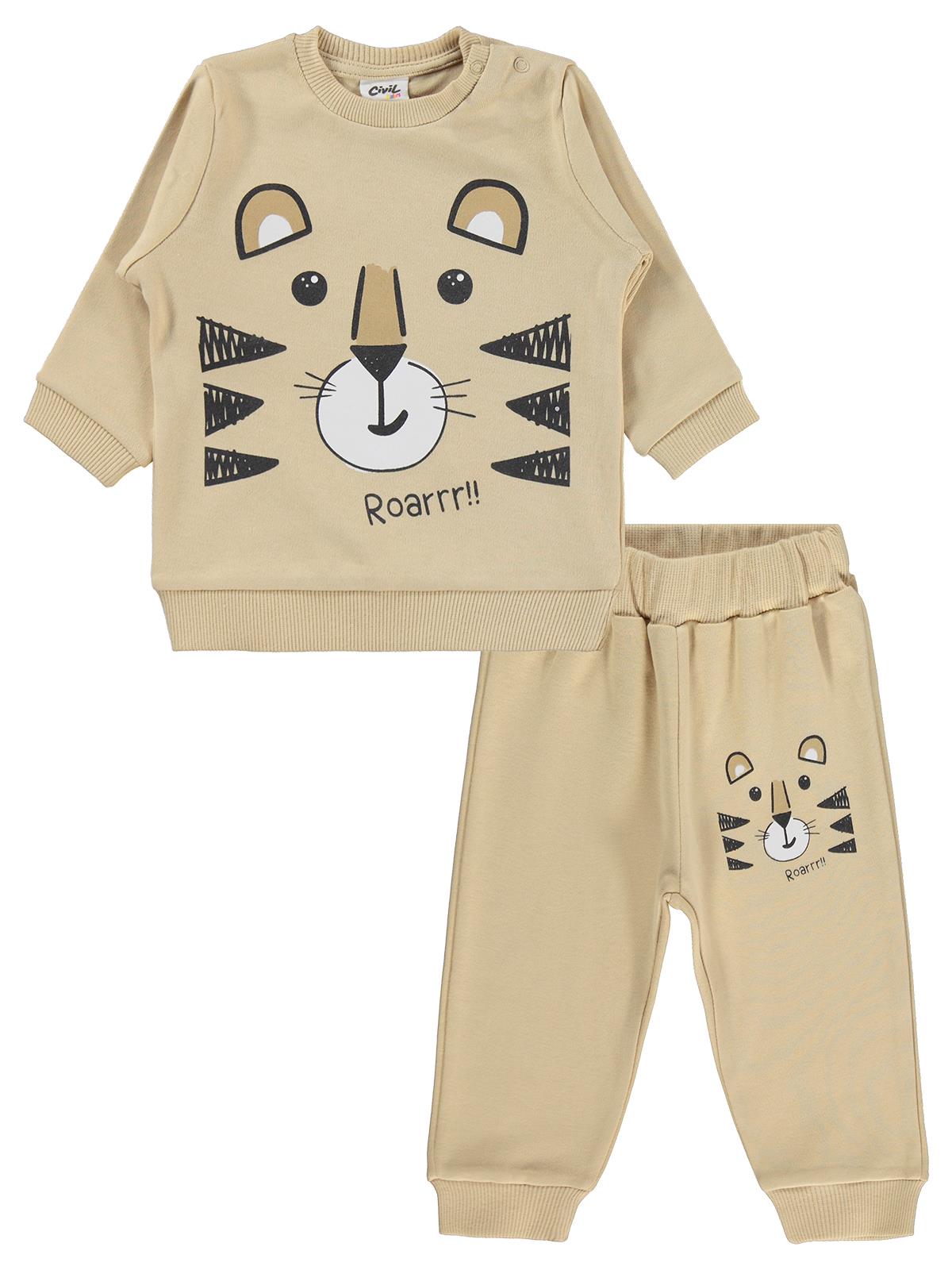 Civil Baby Kaplan Baskılı 6-18 Ay Takım - Kahverengi