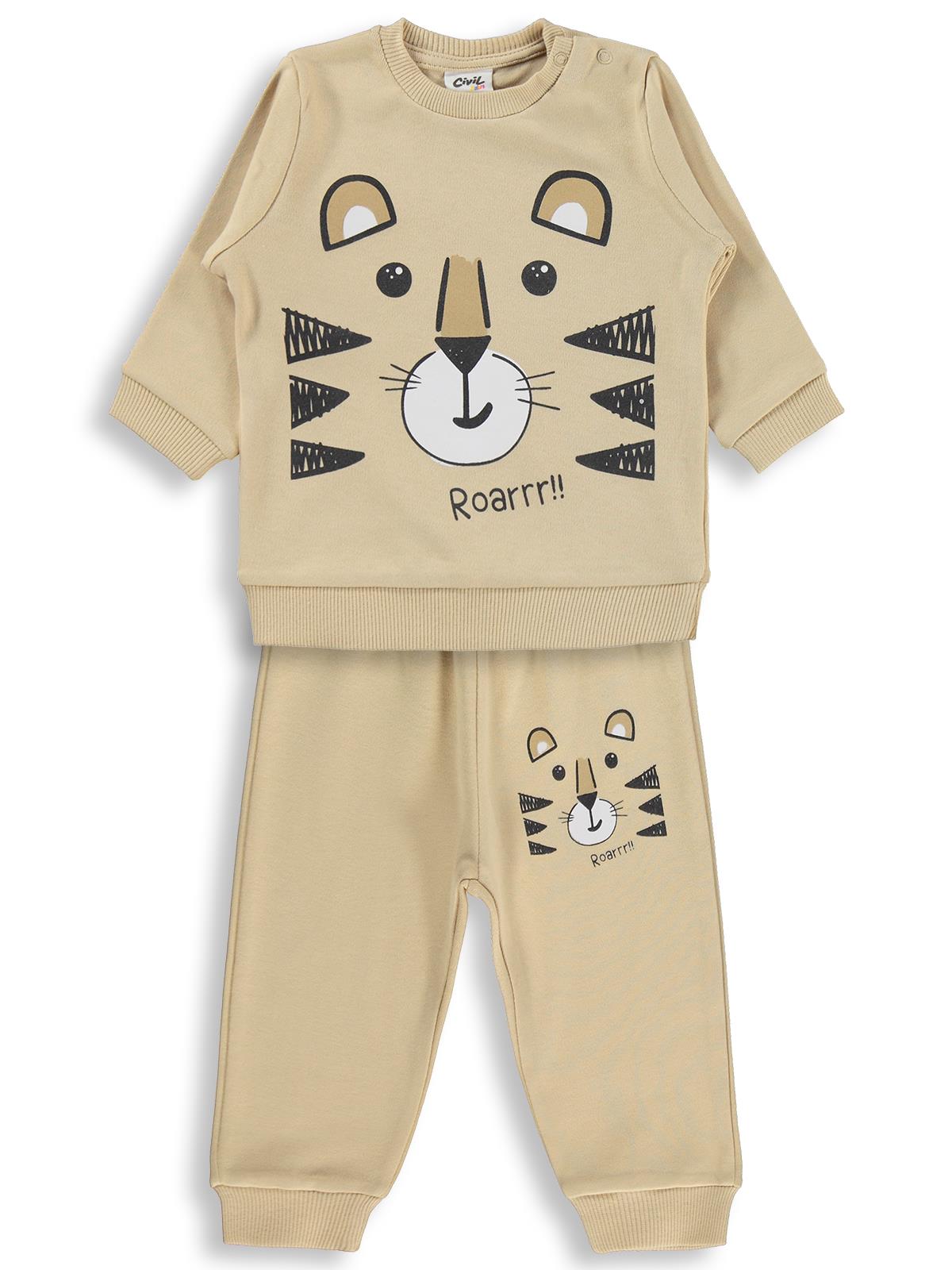 Civil Baby Kaplan Baskılı 6-18 Ay Takım - Kahverengi