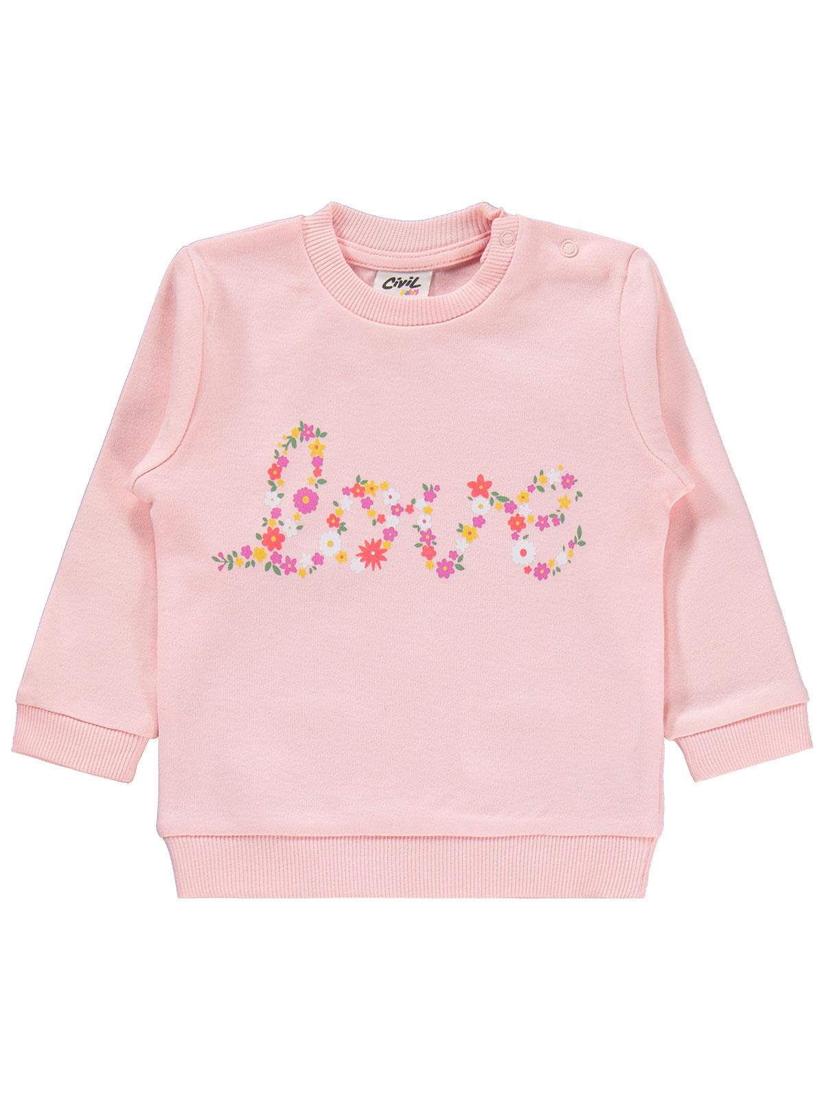 Civil Baby Çiçek Love Baskılı 6-18 Ay Takım - Pudra