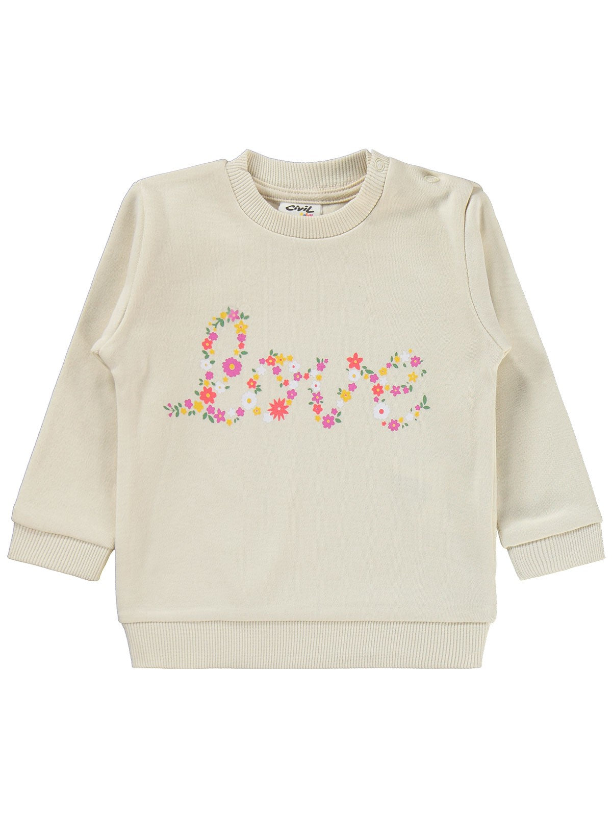 Civil Baby Çiçek Love Baskılı 6-18 Ay Takım - Fil Dişi
