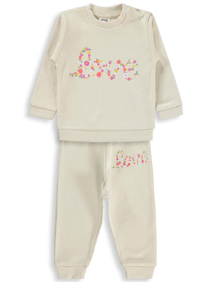 Civil Baby Çiçek Love Baskılı 6-18 Ay Takım - Fil Dişi