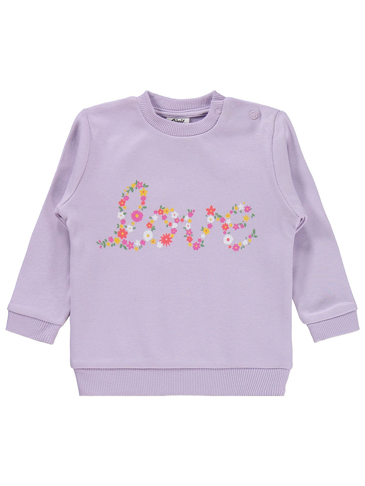 Civil Baby Çiçek Love Baskılı 6-18 Ay Takım - Lila