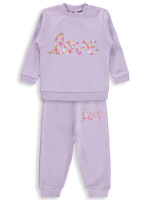 Civil Baby Çiçek Love Baskılı 6-18 Ay Takım - Lila