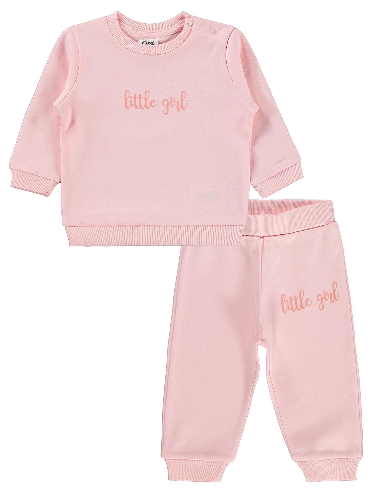 Civil Baby Little Girl Baskılı 6-18 Ay Takım - Pudra