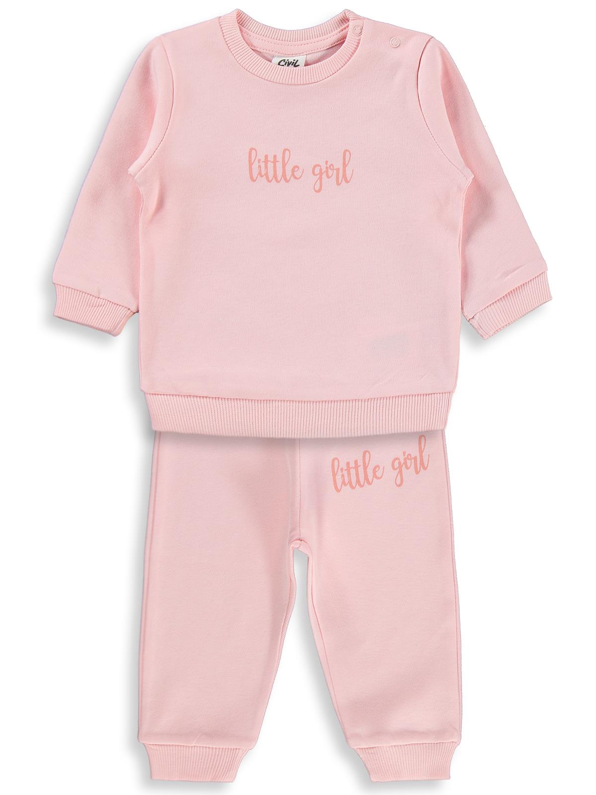 Civil Baby Little Girl Baskılı 6-18 Ay Takım - Pudra