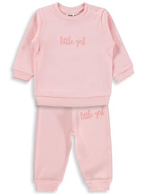 Civil Baby Little Girl Baskılı 6-18 Ay Takım - Pudra