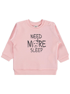 Civil Baby Need More Sleep Baskılı 6-18 Ay Sweatshirt - Pudra
