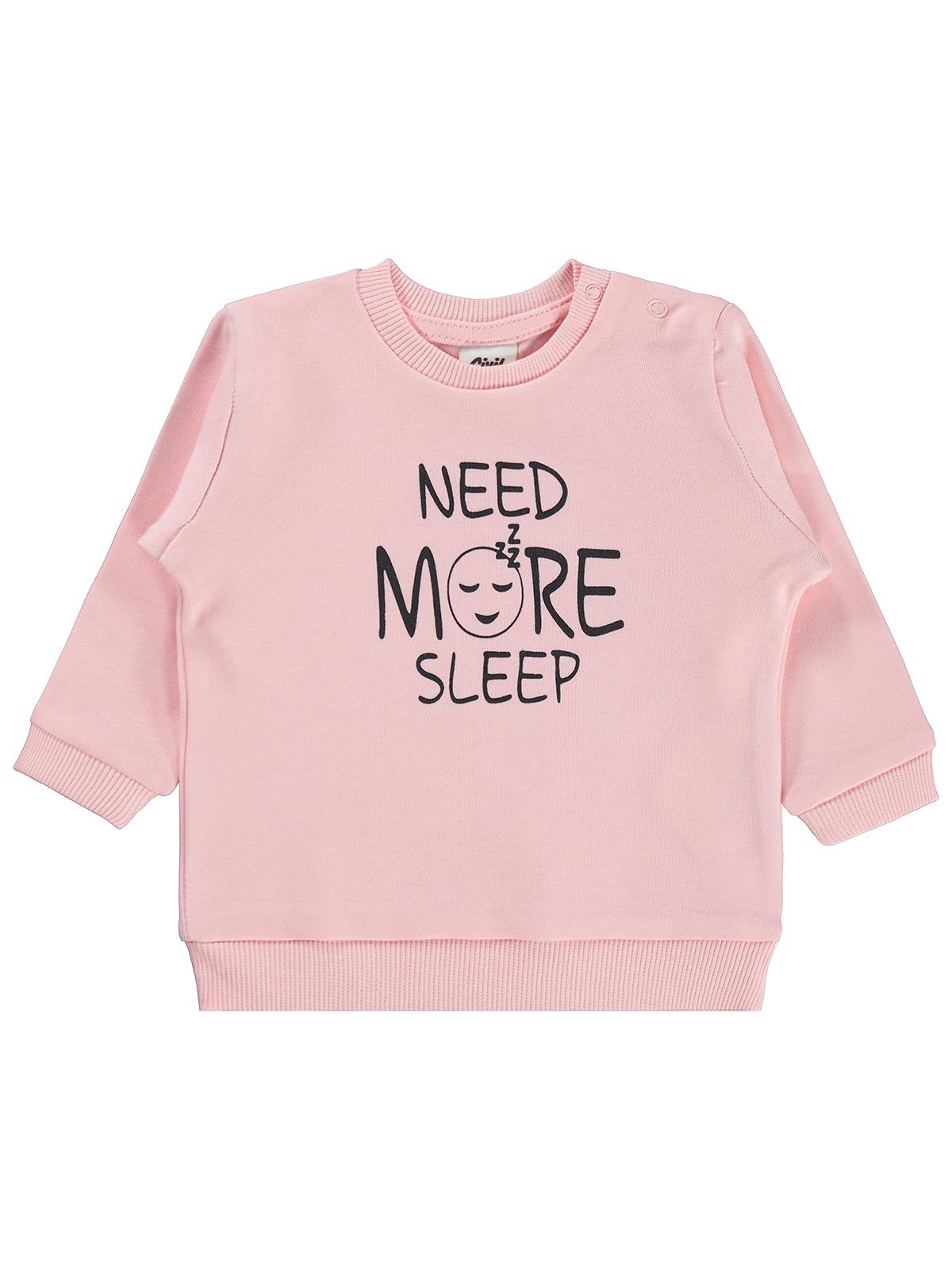 Civil Baby Need More Sleep Baskılı 6-18 Ay Sweatshirt - Pudra