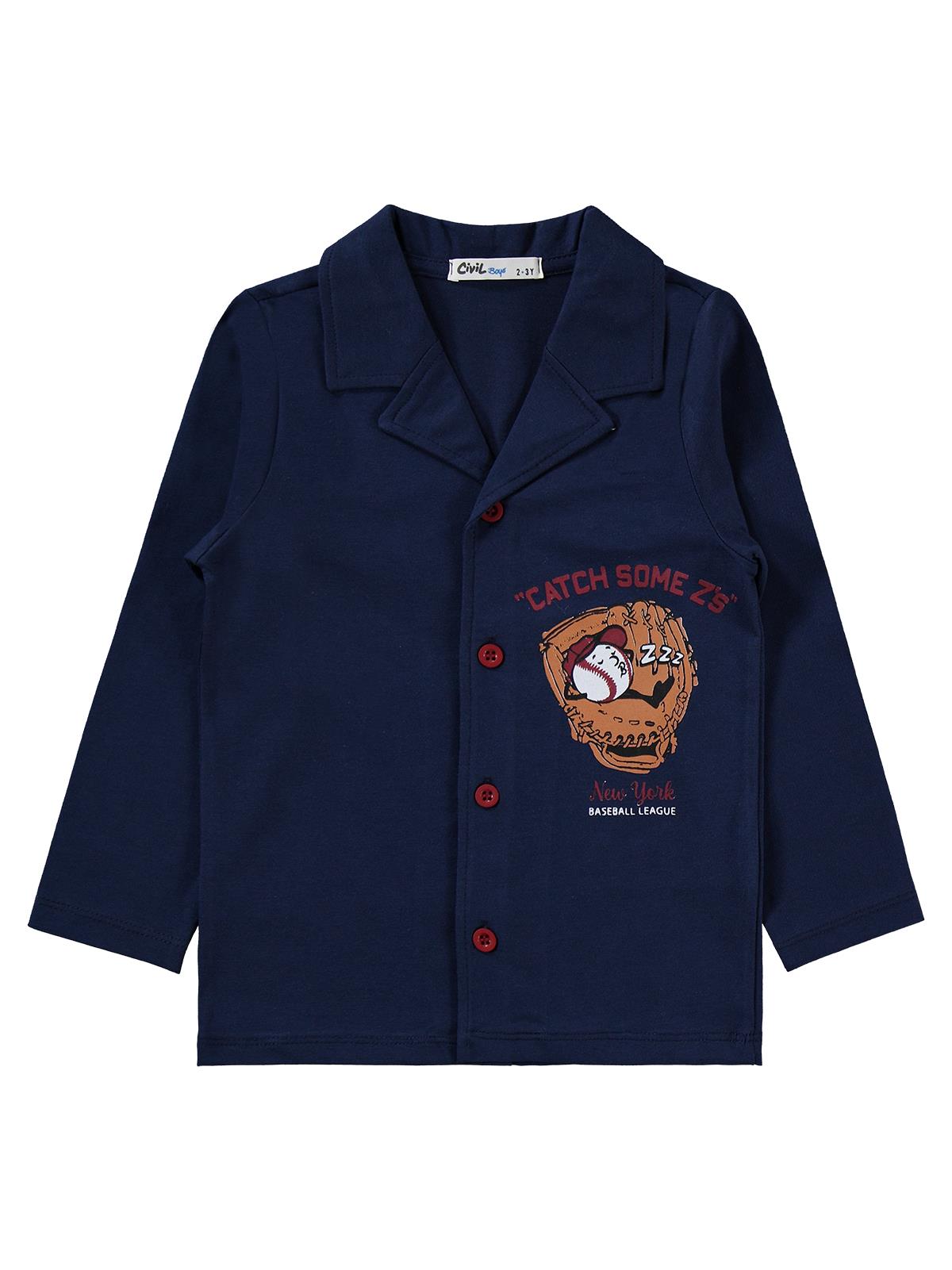 Civil Boys Önü Düğmeli 2-5 Yaş Pijama Takımı - Lacivert