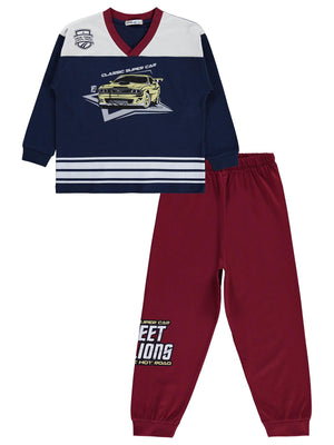 Civil Boys Araba Baskılı 10-13 Yaş Pijama Takımı - Lacivert