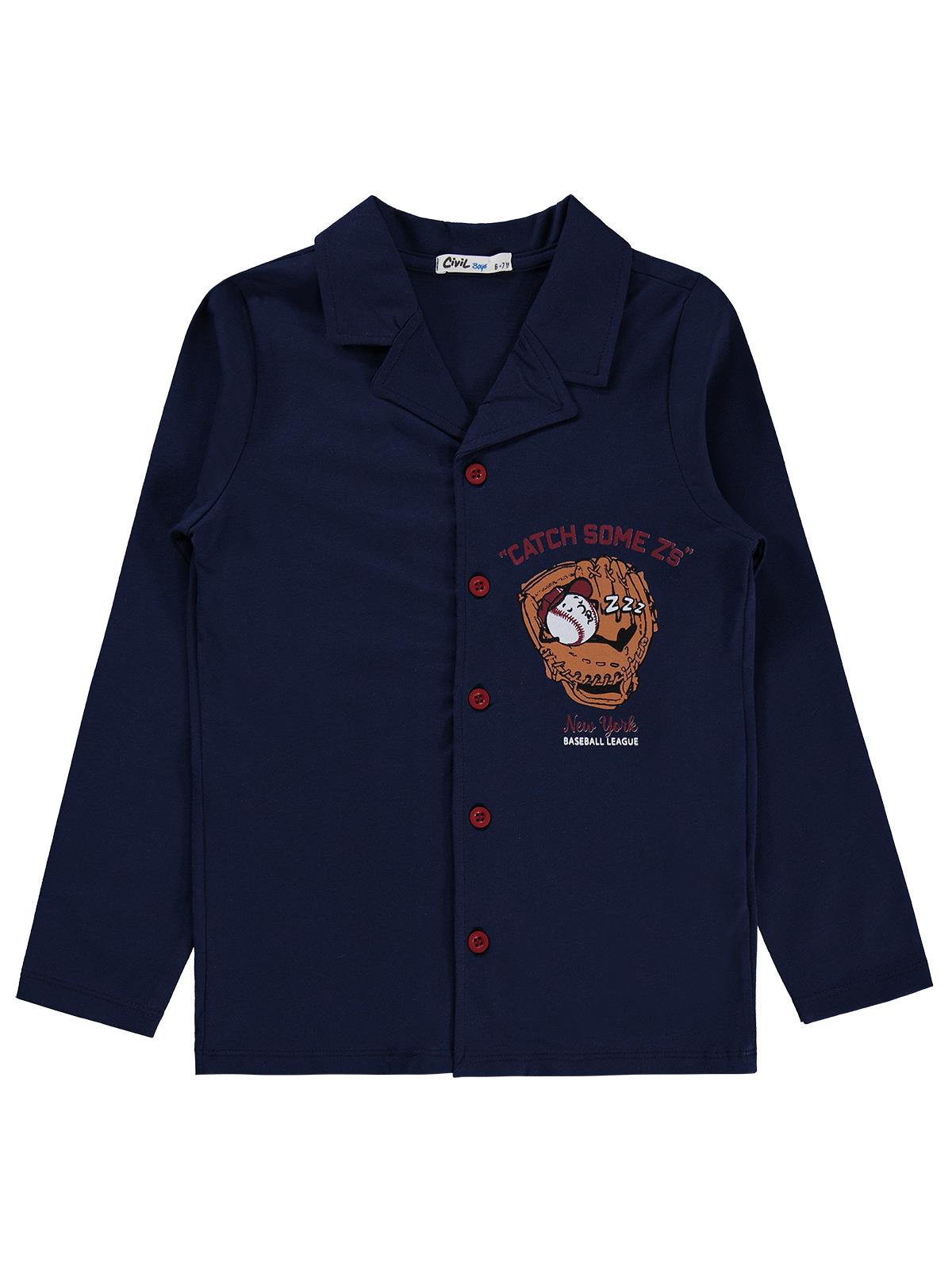 Civil Boys Önü Düğmeli 6-9 Yaş Pijama Takımı - Lacivert
