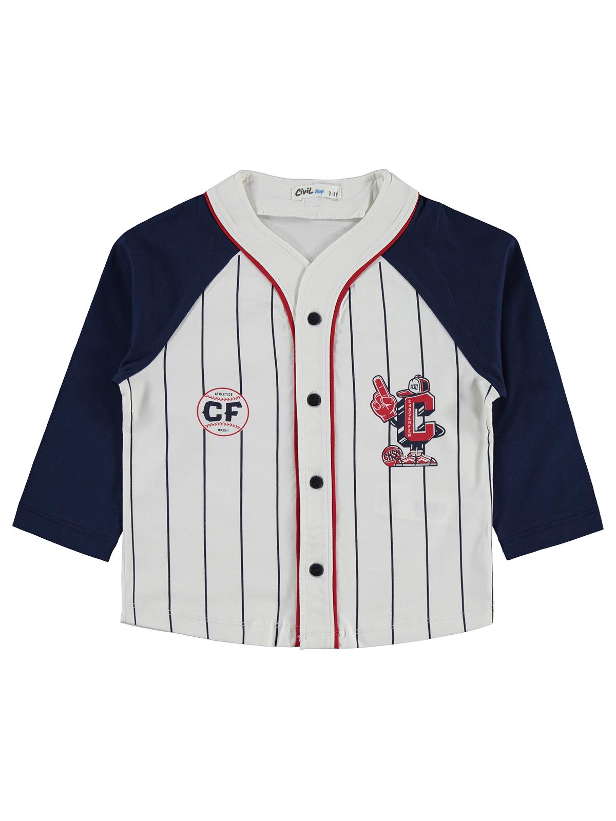 Civil Boys Çizgili Düğmeli 2-5 Yaş Pijama Takımı - Lacivert