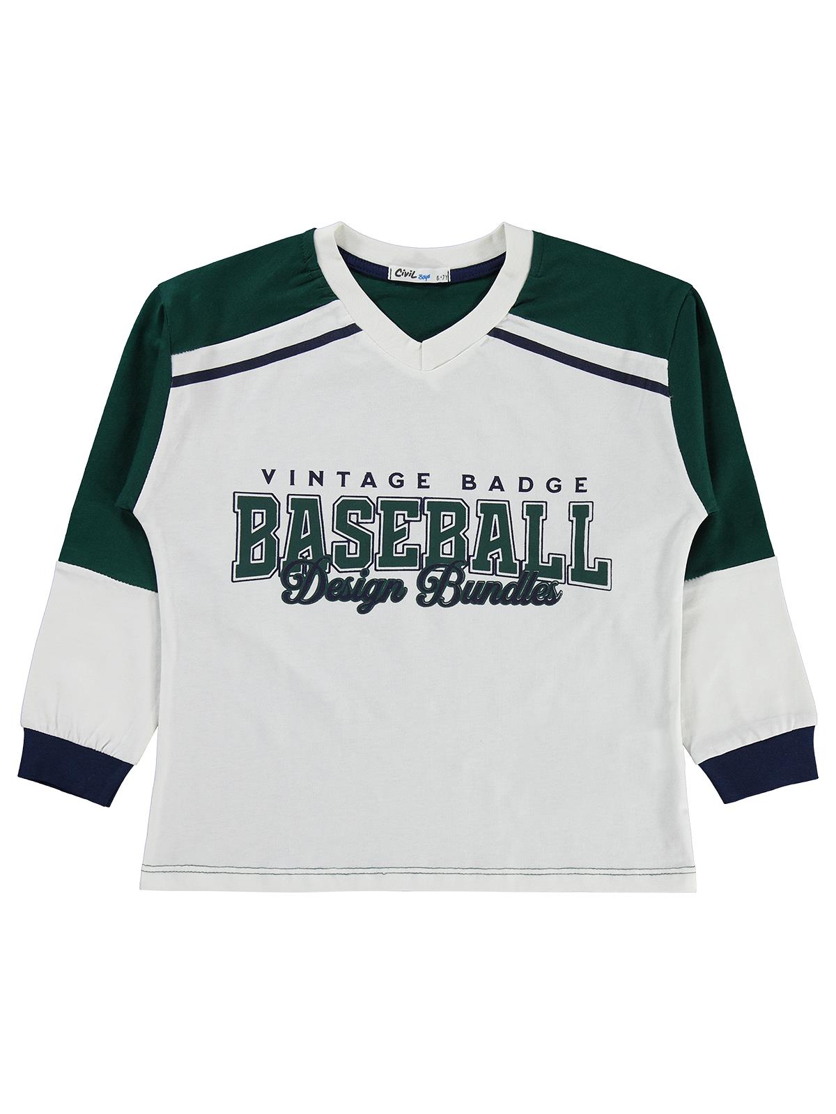 Civil Boys Baseball Baskılı 6-9 Yaş Pijama Takımı - Yeşil