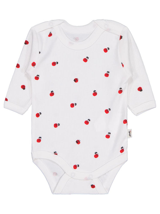 Civil Baby Uğur Böceği Empirme 0-48 Ay Çıtçıtlı Badi - Ekru