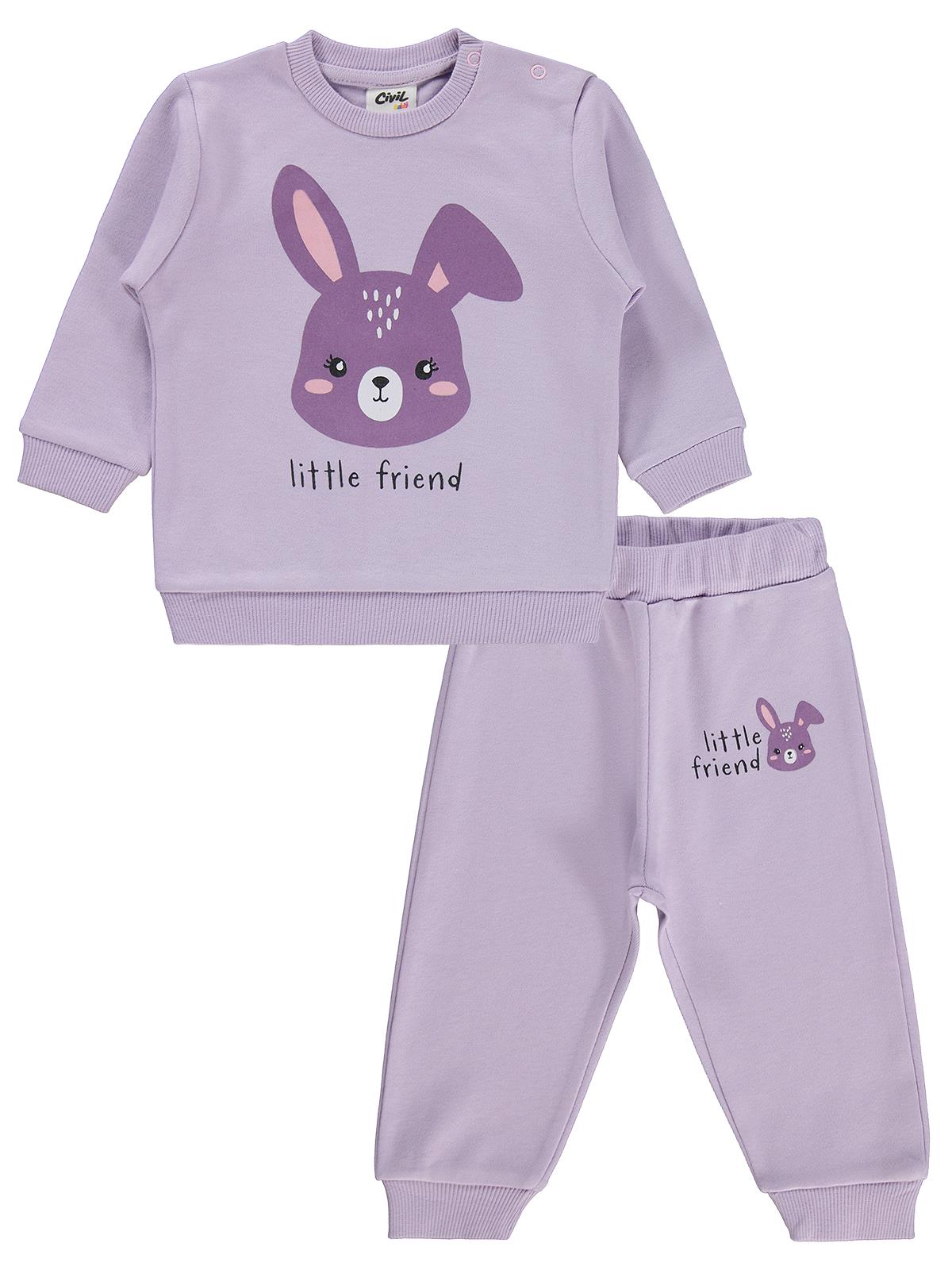 Civil Baby Tavşan Baskılı 6-18 Ay Takım - Lila