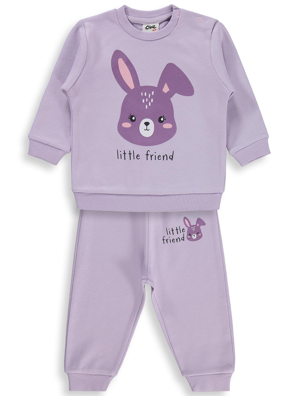 Civil Baby Tavşan Baskılı 6-18 Ay Takım - Lila