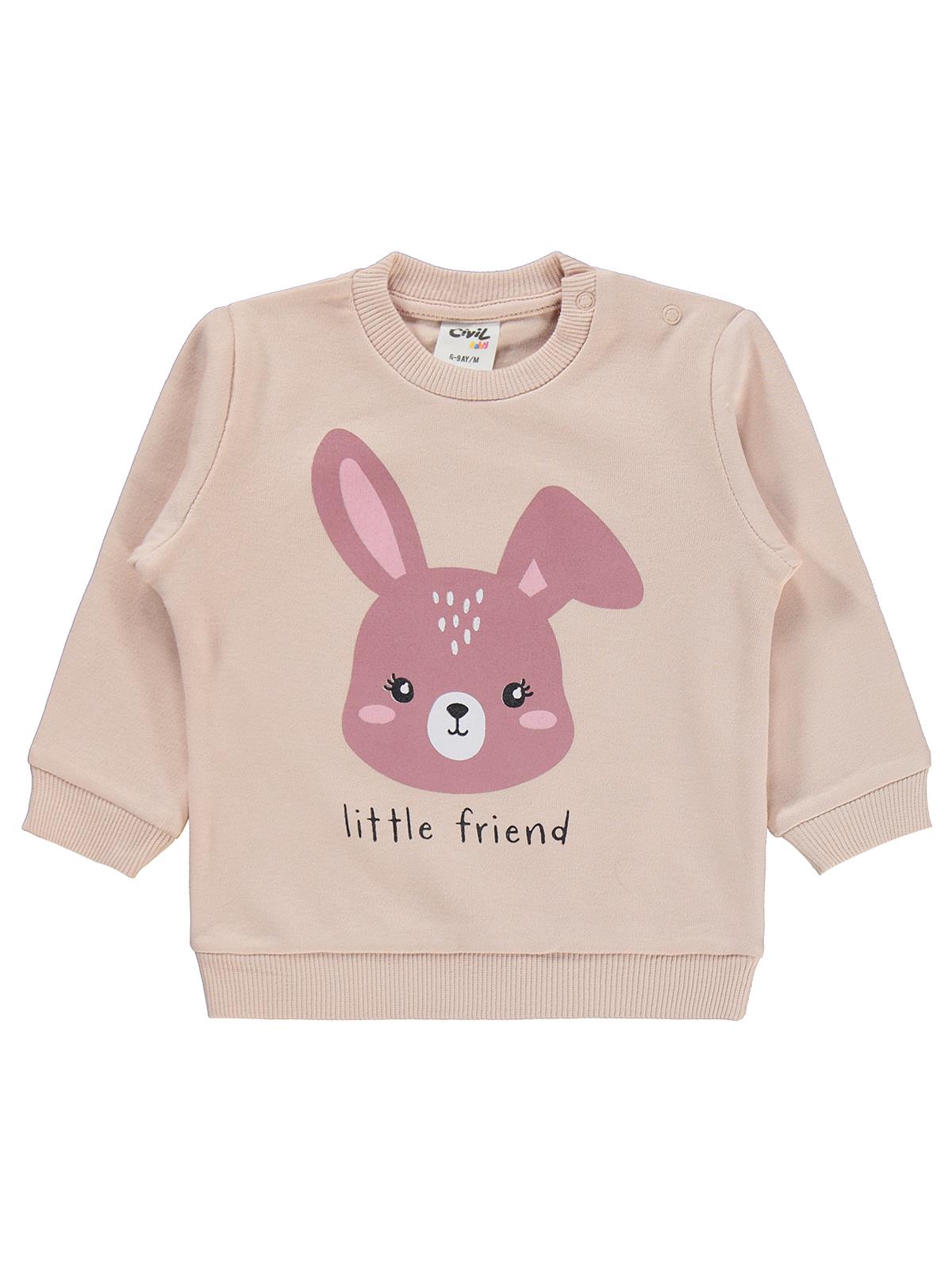 Civil Baby Tavşan Baskılı 6-18 Ay Takım - Pudra