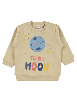 Civil Baby To The Moon Baskılı 6-18 Ay Sweatshirt - Kahverengi