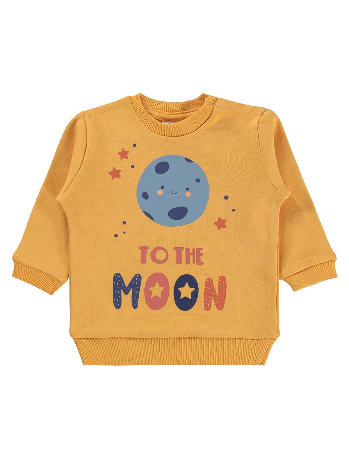 Civil Baby To The Moon Baskılı 6-18 Ay Sweatshirt - Hardal