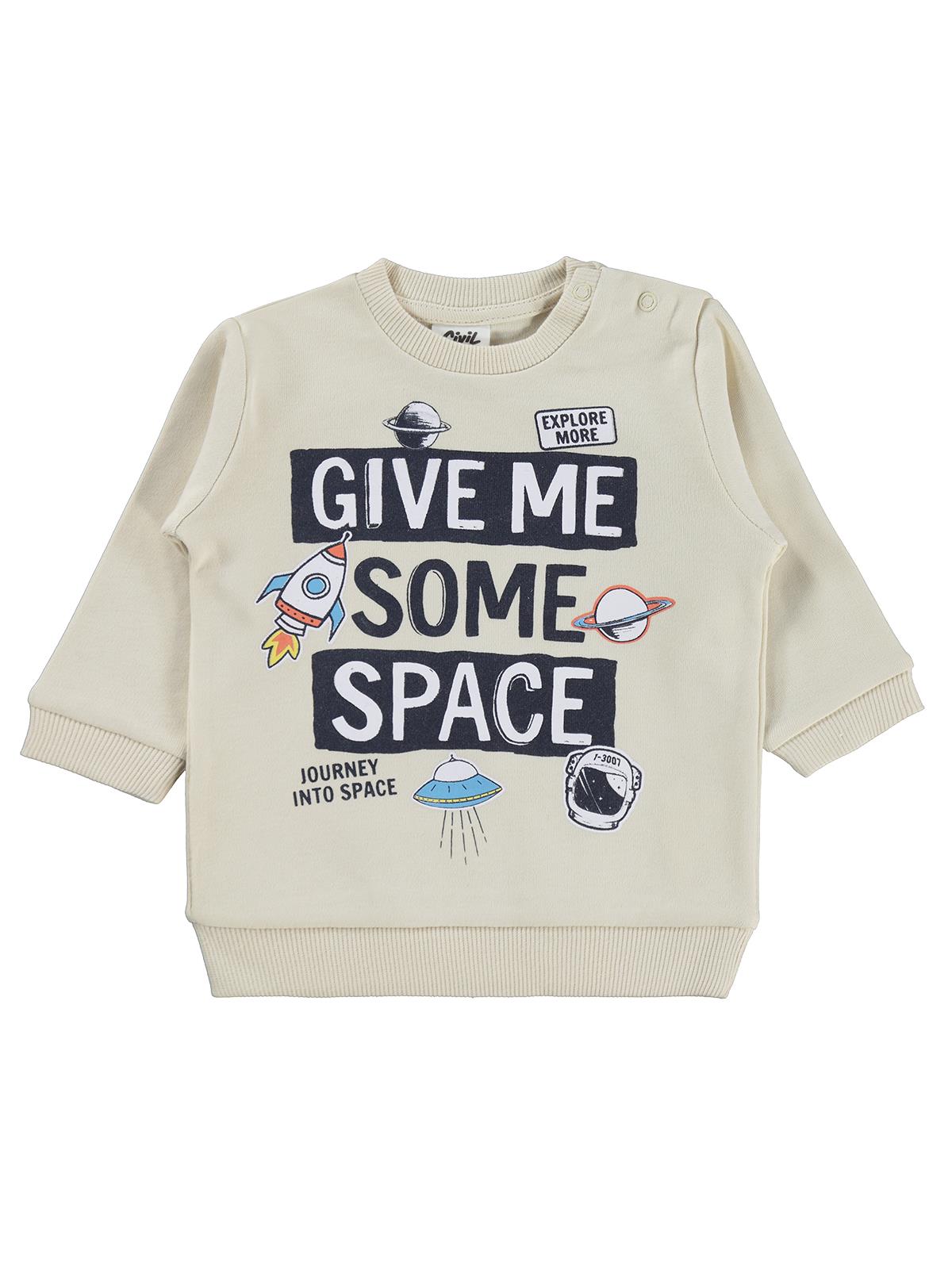 Civil Baby Give Me Yazı Baskılı 6-18 Ay Sweatshirt - Fil Dişi
