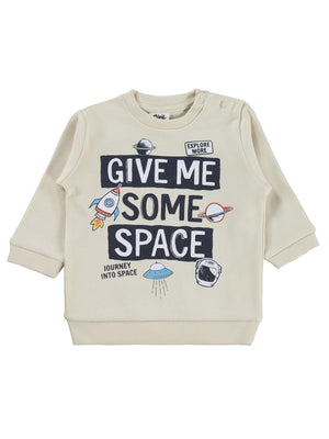 Civil Baby Give Me Yazı Baskılı 6-18 Ay Sweatshirt - Fil Dişi
