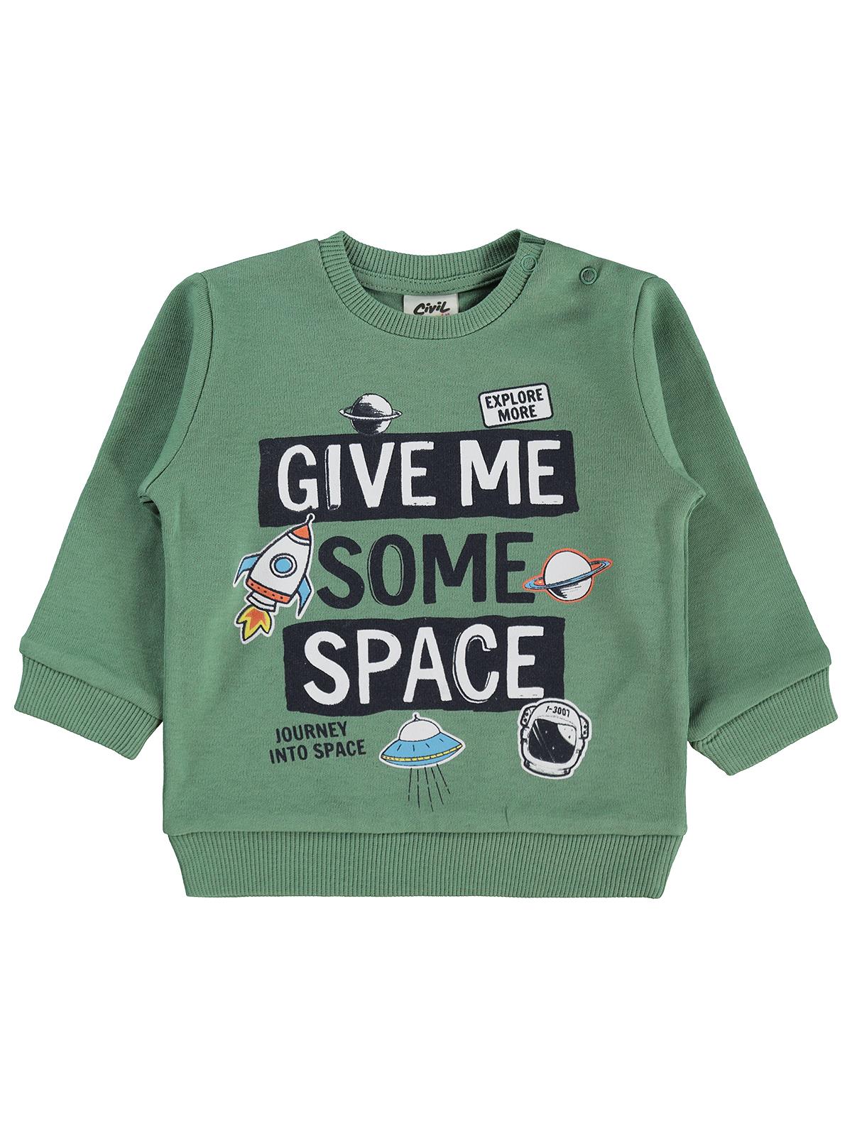 Civil Baby Give Me Yazı Baskılı 6-18 Ay Sweatshirt - Haki