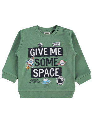 Civil Baby Give Me Yazı Baskılı 6-18 Ay Sweatshirt - Haki