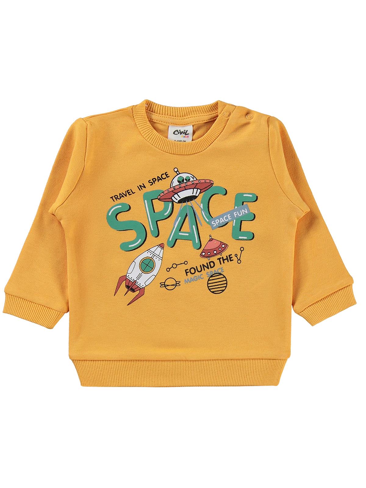 Civil Baby Space Baskılı 6-18 Ay Takım - Hardal