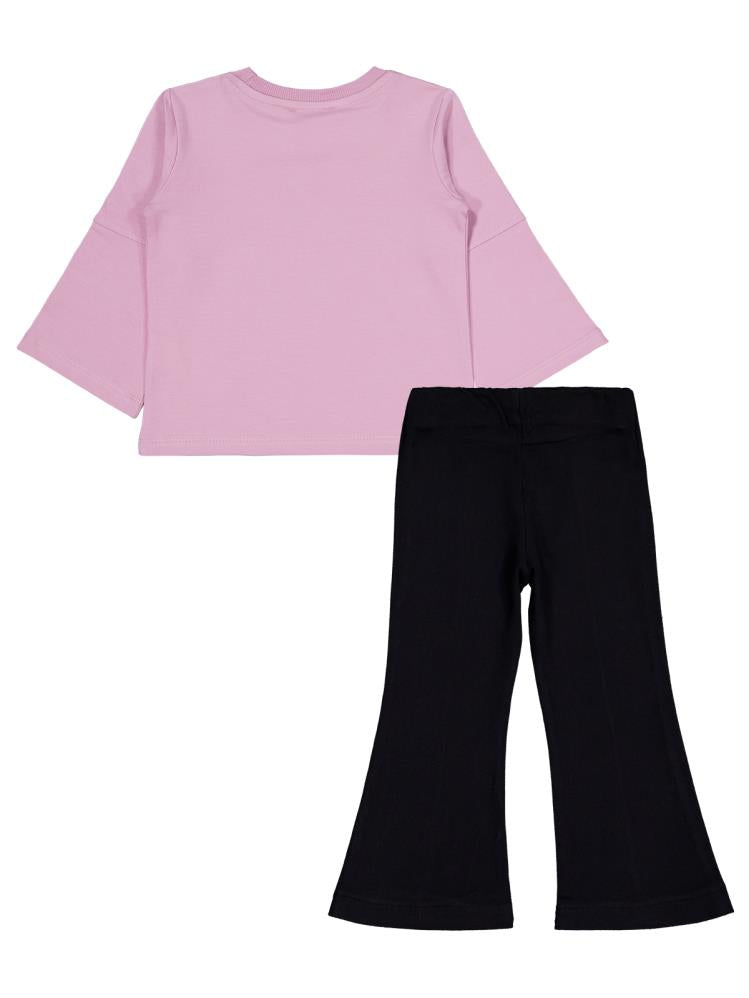 Civil Girls Cute Fiyonk Baskılı 2-5 Yaş Takım - Pembe