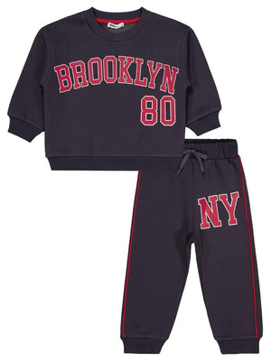 Civil Boys Brooklyn 80 Baskılı Biyeli 2-5 Yaş Eşofman Takımı - Gri