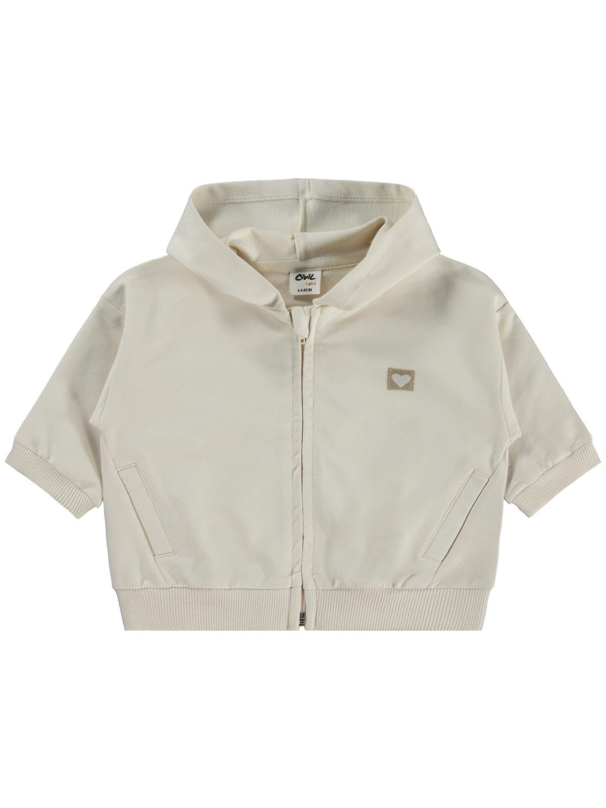 Civil Baby Civil Basic Kalp Etiketli Kapüşonlu 6-18 Ay Hırka - Bej