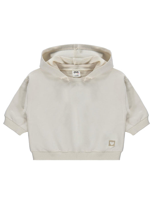 Civil Baby Civil Basic Kalp Etiketli Kapüşonlu 6-18 Ay Sweatshirt  - Bej