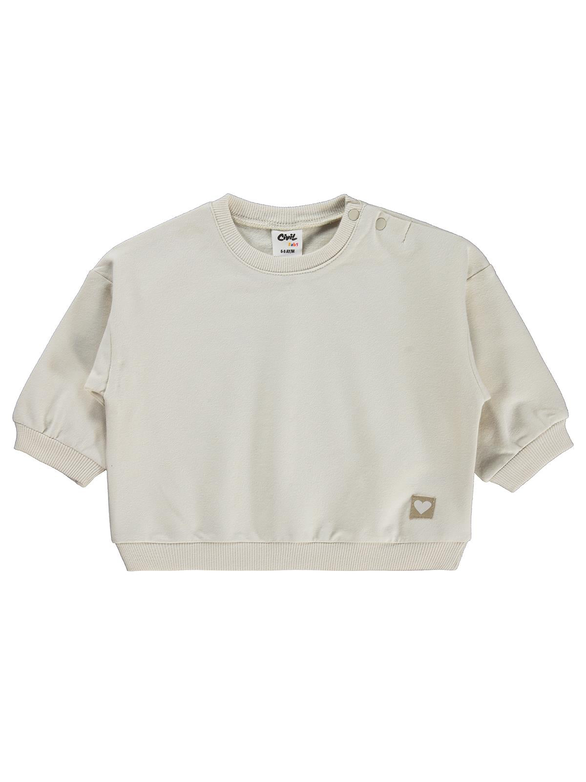 Civil Baby Civil Basic Kalp Etiketli 6-18 Ay Sweatshirt - Bej