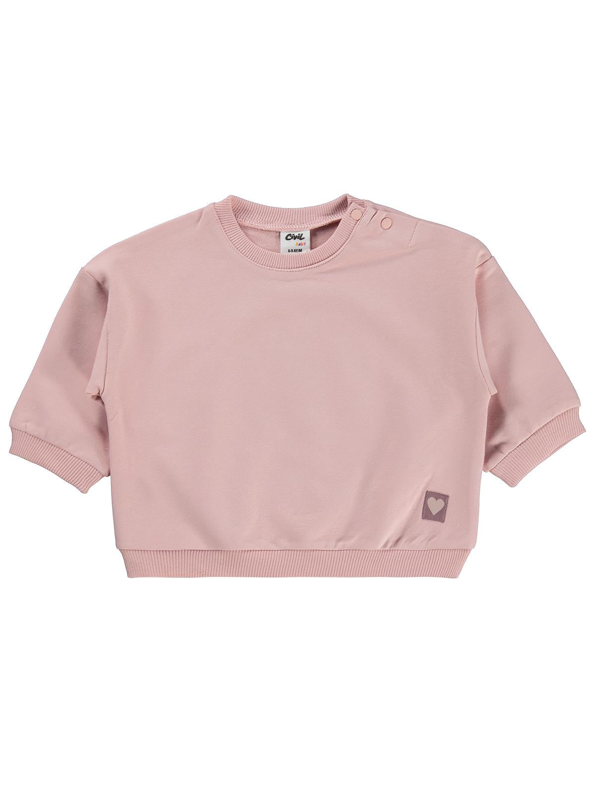 Civil Baby Civil Basic Kalp Etiketli 6-18 Ay Sweatshirt - Pembe