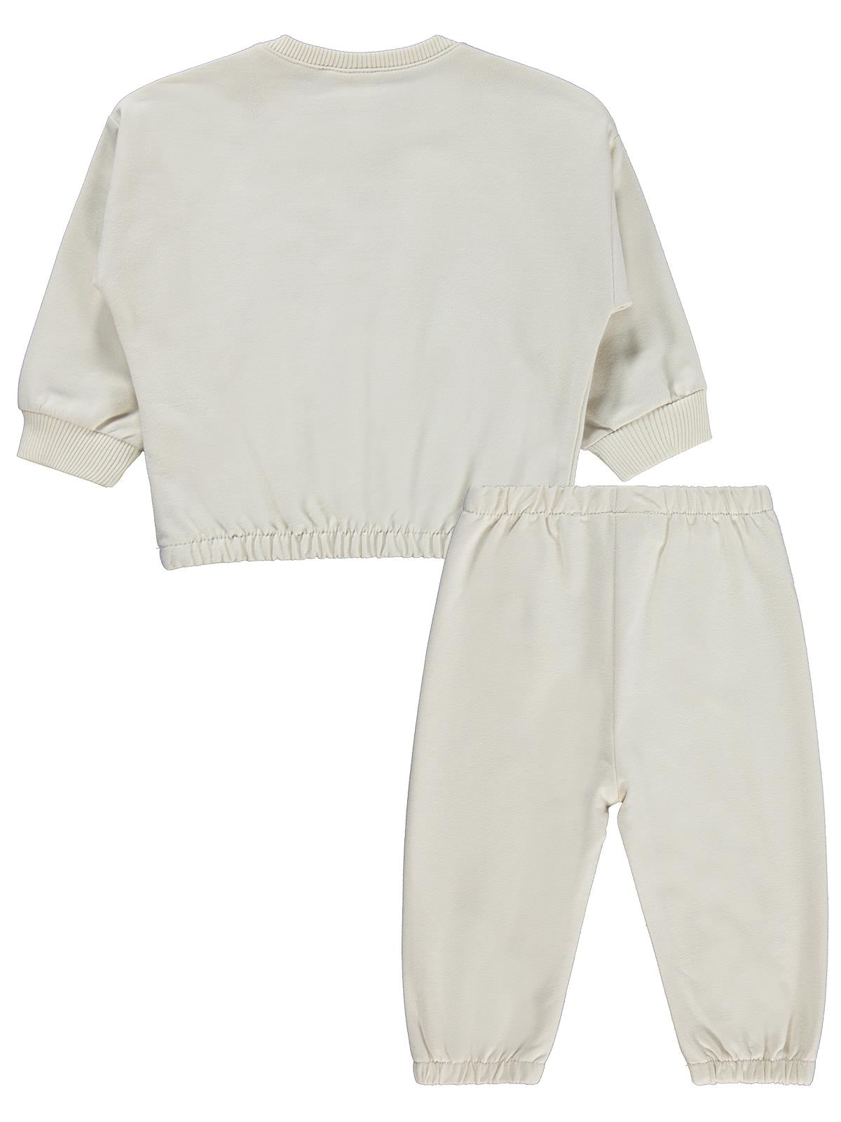 Civil Baby Kız Bebek Düz Basic Kalpli 6-18 Ay Takım - Bej