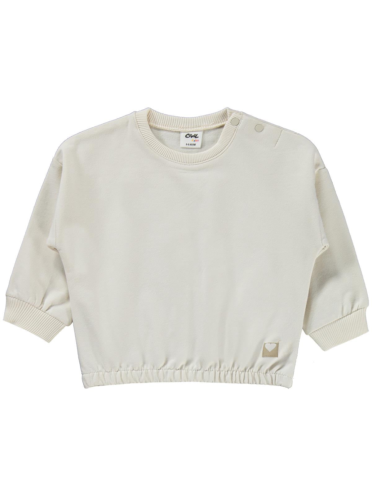 Civil Baby Kız Bebek Düz Basic Kalpli 6-18 Ay Takım - Bej