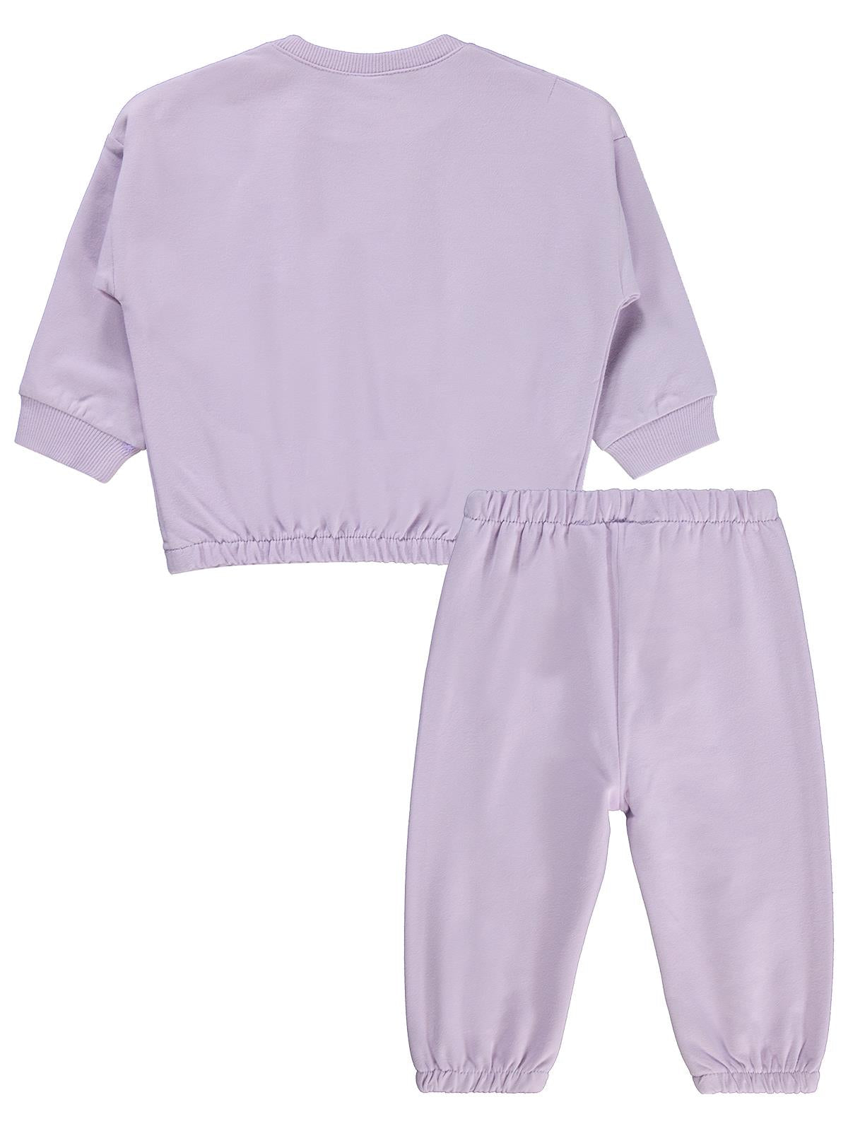 Civil Baby Kız Bebek Düz Basic Kalpli 6-18 Ay Takım - Lila