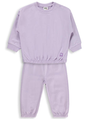 Civil Baby Kız Bebek Düz Basic Kalpli 6-18 Ay Takım - Lila