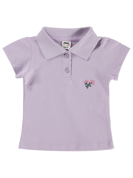 Civil Baby Çiçek Nakışlı Basic 6-18 Ay Tişört - Lila