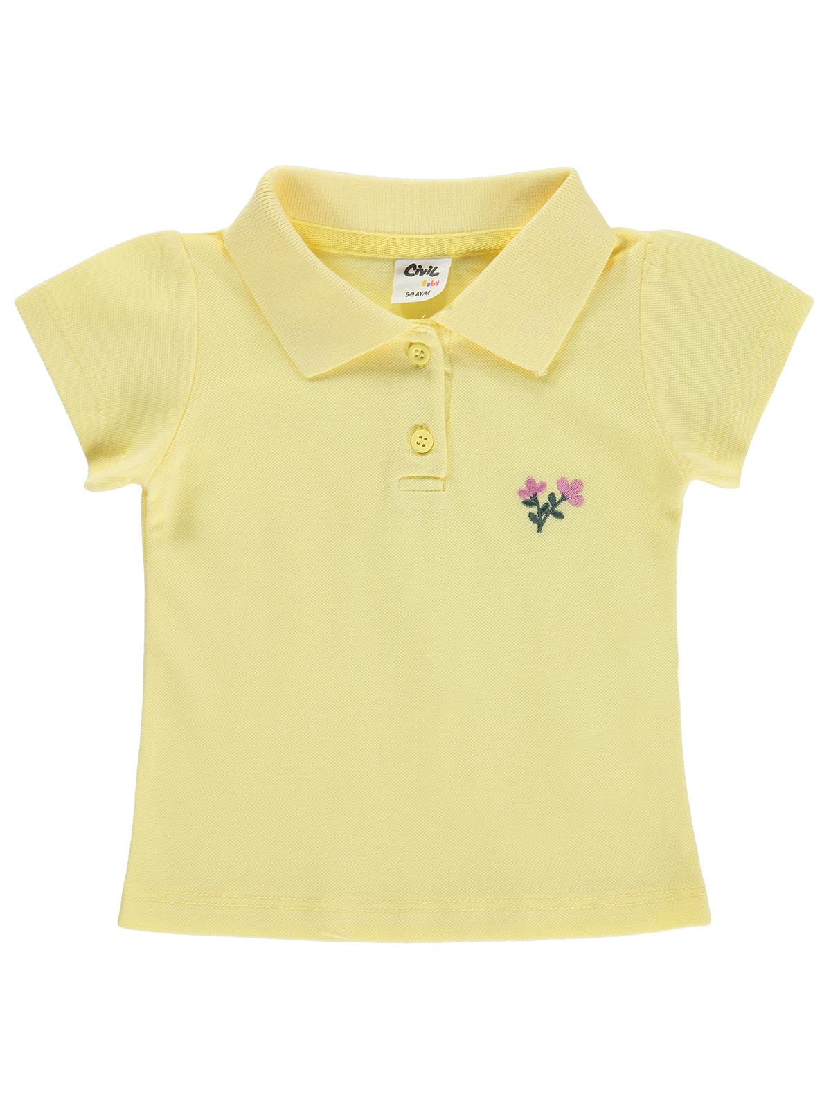 Civil Baby Çiçek Nakışlı Basic 6-18 Ay Tişört - Sarı