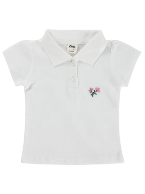 Civil Baby Çiçek Nakışlı Basic 6-18 Ay Tişört - Ekru