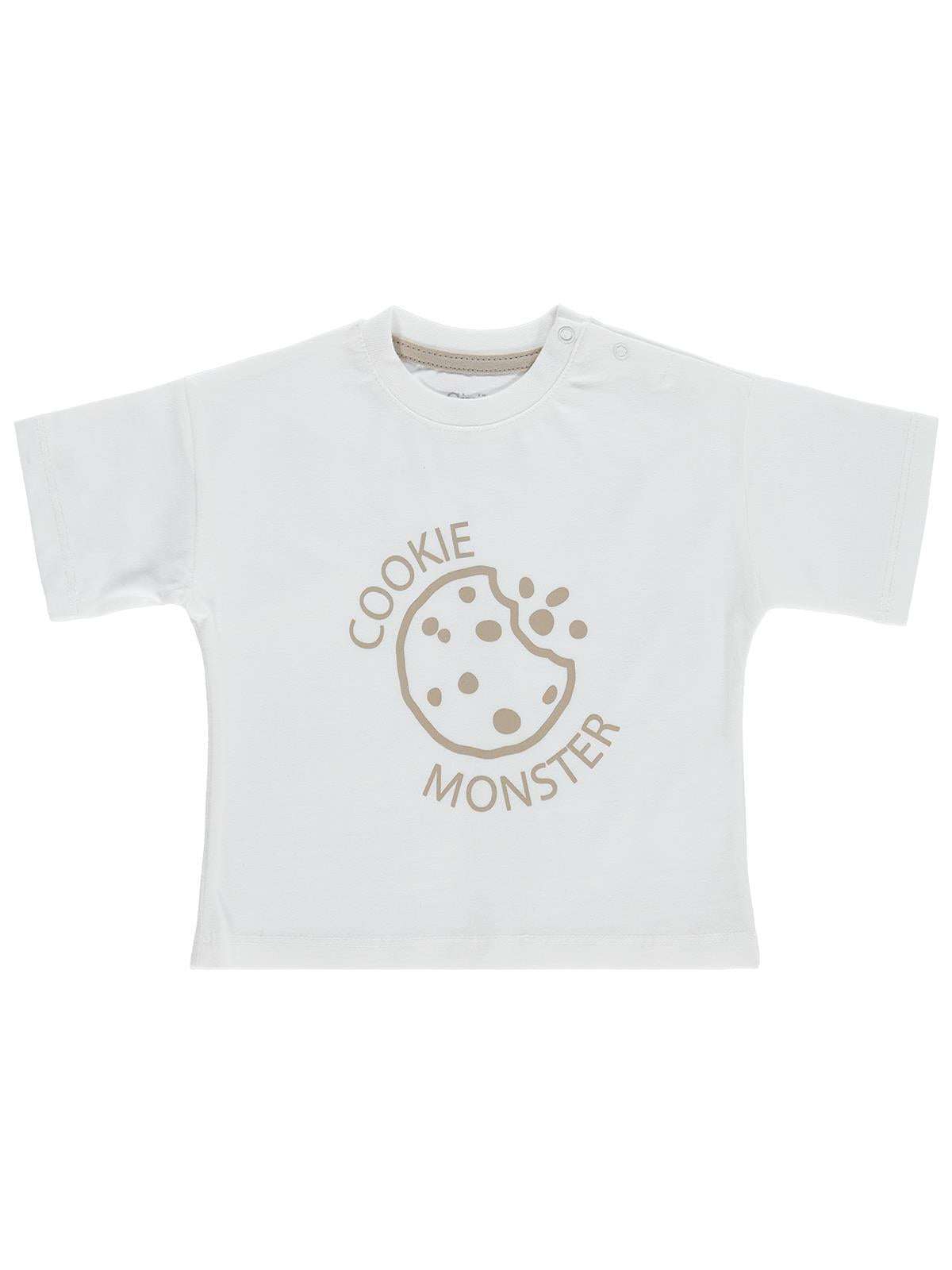 Civil Baby Cookie Monster 3-12 Ay Tişört - Ekru