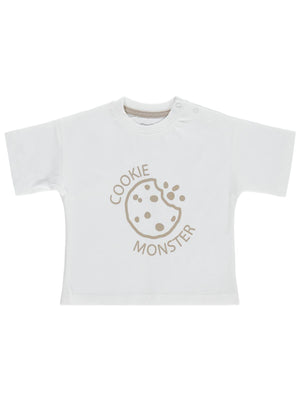 Civil Baby Cookie Monster 3-12 Ay Tişört - Ekru