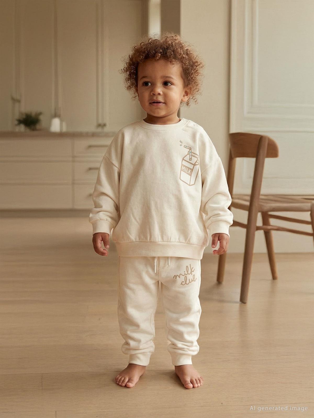 Civil Baby Milk Club Baskılı 3-18 Ay Sweatshirt - Ekru