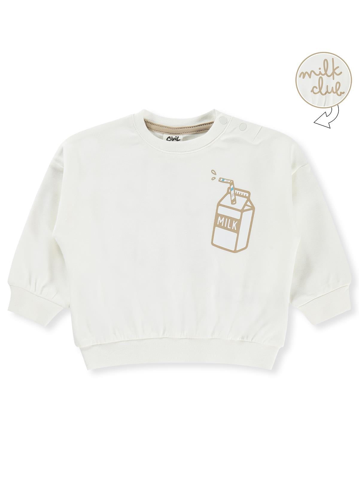 Civil Baby Milk Club Baskılı 3-18 Ay Sweatshirt - Ekru