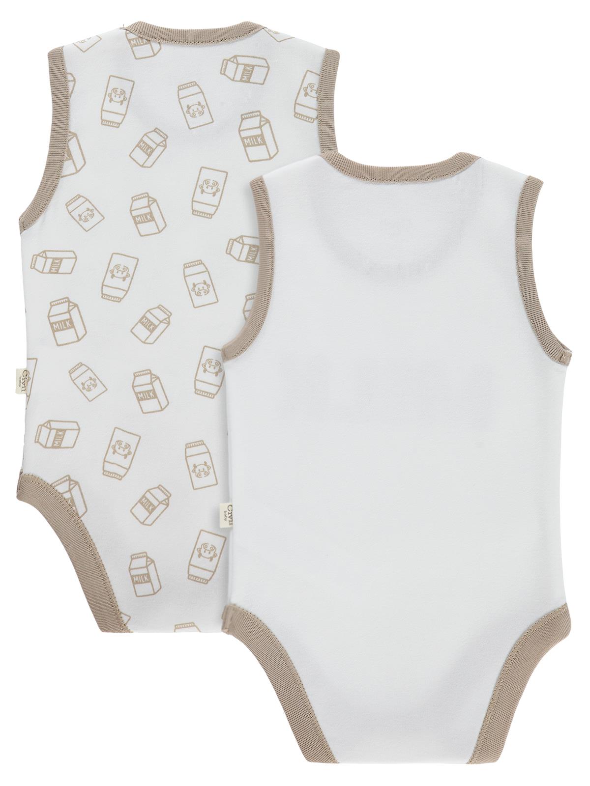 Civil Baby Milk Baskılı 2'li Set 3-18 Ay Çıtçıtlı Badi - Ekru