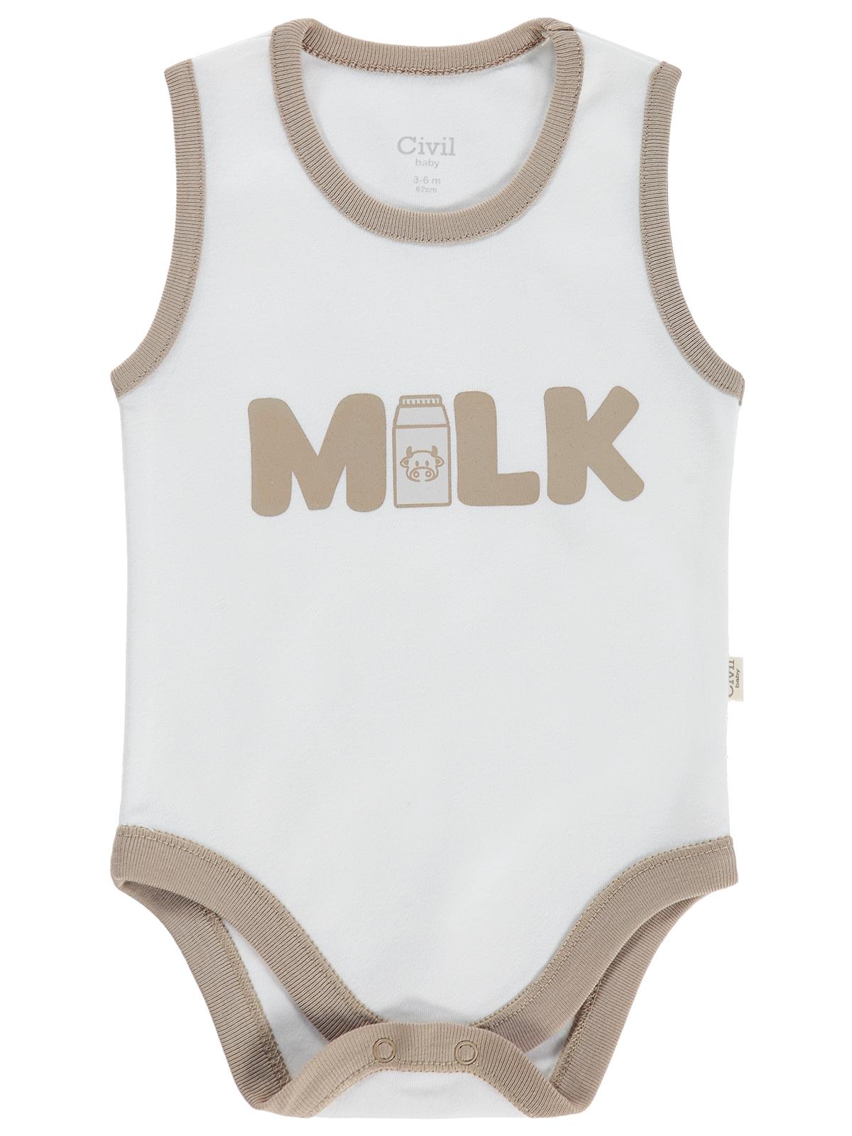 Civil Baby Milk Baskılı 2'li Set 3-18 Ay Çıtçıtlı Badi - Ekru