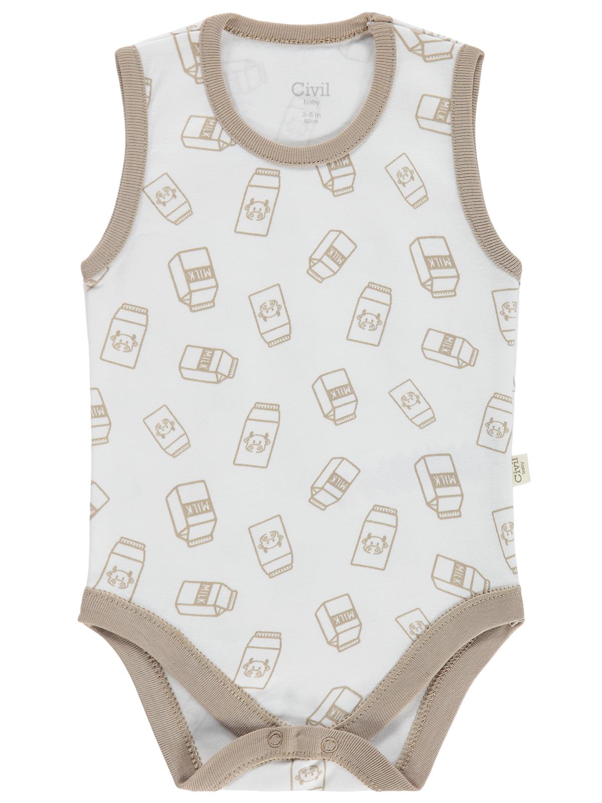 Civil Baby Milk Baskılı 2'li Set 3-18 Ay Çıtçıtlı Badi - Ekru
